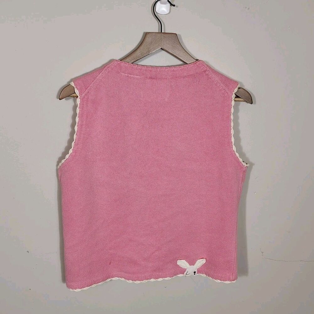 Michael Simon Womens Easter Bunny Sweater Vest Size S Egg Novelty Kitsch Spring - Picture 9 of 13